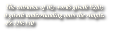   The entrance of thy words giveth light;
 it giveth understanding unto the simple. 
 -Ps 119:130  
